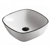 Раковина для ванной Imprese Black Edge 41,5х41,5 см керамика белый/черный i11096