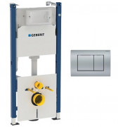 Система инсталляции Geberit Duofix с клавишей смыва Delta30 матовый хром 458.126.00.1+115.137.46.1