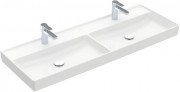 Раковина для ванної Villeroy & Boch Collaro 130x47 см подвійна без переливу білий альпійський CeramicPlus 4A34D1R1