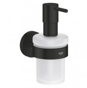 Диспенсер для рідкого мила Grohe Essentials 160 мл з утримувачем метал чорний матовий/матове скло 1022572430