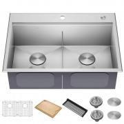 Мойка для кухни Kraus Kore двойная 76,2х55,9 см нержавеющая сталь KWT302-30