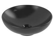 Раковина Villeroy & Boch Loop & Friends ⌀42 см с переливом TitanCeram CeramicPlus Ebony (черный матовый) 4A4600S5