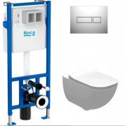 Система инсталляции Roca Duplo Nova WC с унитазом Alegra с сидением и кнопкой смыва хром A89P120020+A34H139000