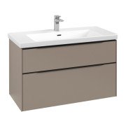 Тумба под раковину Villeroy & Boch Subway 3.0 97,3х57,6 см ДСП/алюминий тауп/черный вулкан C570L1VM