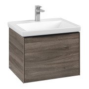 Тумба під раковину Villeroy & Boch Subway 3.0 57,2х42,9 см ДСП/алюміній дуб кам'яний/чорний вулкан C577L1RK