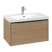 Тумба під раковину Villeroy & Boch Subway 3.0 77,2х42,9 см ДСП/алюміній дуб північний/чорний вулкан C57301VJ