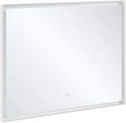 Зеркало в ванную комнату Villeroy & Boch Subway 3.0 100х75 см с подсветкой алюминий белый матовый A4631000