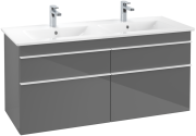 Тумба под раковину Villeroy & Boch Venticello 125,3х50,2 см МДФ глянцевый серый/ручка алюминий белый A93002FP