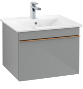 Тумба под раковину Villeroy & Boch Venticello 55,3х50,2 см МДФ стекло глянцевое серое/ручка медь A93205RA