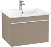 Тумба під раковину Villeroy&Boch Venticello 60,3х50,2 см ДСП трюфель сірий/ручка алюміній білий A93302VG