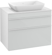 Тумба под раковину Villeroy & Boch Venticello 75,7х50,2 МДФ стекло глянцевое белое/ручка алюминий белый A94002RE
