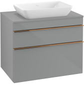 Тумба под раковину Villeroy & Boch Venticello 75,7х50,2 см МДФ стекло глянцевое серое/ручка медь A94005RA