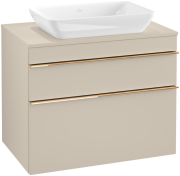 Тумба під раковину Villeroy & Boch Venticello 75,7х50,2 см ДСП м'який сірий/ручка мідь A94005VK
