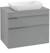 Тумба под раковину Villeroy & Boch Venticello 75,7х50,2 см МДФ стекло глянцевое серое/ручка хром A94001RA