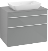 Тумба під раковину Villeroy & Boch Venticello 75,7х50,2 см МДФ скло глянсове сіре/ручка алюміній білий A94002RA