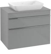 Тумба під раковину Villeroy & Boch Venticello 75,7х50,2 см МДФ скло глянсове сіре/ручка хром A94001RA