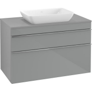 Тумба под раковину Villeroy & Boch Venticello 95,7х50,2 см МДФ стекло глянцевое серое/ручка хром A94101RA