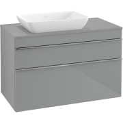 Тумба под раковину Villeroy & Boch Venticello 95,7х50,2 см МДФ стекло глянцевое серое/ручка хром A94201RA