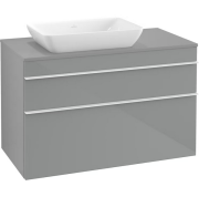Тумба під раковину Villeroy & Boch Venticello 95,7х50,2 см МДФ скло глянсове сіре/ручка алюміній білий  A94202RA
