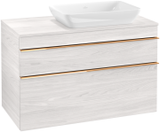 Тумба під раковину Villeroy & Boch Venticello 95,7х50,2 см ДСП/МДФ біле дерево/ручка мідь A94305E8