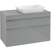 Тумба под раковину Villeroy & Boch Venticello 95,7х50,2 см МДФ стекло глянцевое серое/ручка хром A94301RA