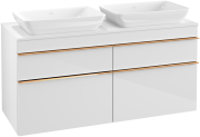 Тумба під раковину Villeroy & Boch Venticello 125,7х50,2 см МДФ глянсовий білий/ручка мідь A94405DH