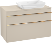 Тумба под раковину Villeroy & Boch Venticello 95,7х50,2 см ДСП мягкий серый/ручка медь A94305VK