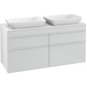 Тумба под раковину Villeroy & Boch Venticello 125,7х50,2 МДФ стекло глянцевое белое/ручка алюминий белый A94402RE