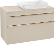 Тумба під раковину Villeroy & Boch Venticello 95,7х50,2 см ДСП м'який сірий/ручка мідь A94305VK