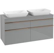 Тумба под раковину Villeroy & Boch Venticello 125,7х50,2 см МДФ стекло глянцевое серое/ручка медь A94405RA