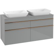 Тумба під раковину Villeroy & Boch Venticello 125,7х50,2 см МДФ скло глянсове сіре/ручка мідь A94405RA