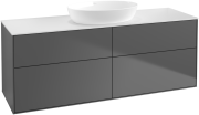 Тумба під раковину Villeroy & Boch Finion 160х50,1 см із підсвічуванням МДФ антрацит матовий лак/скло біле матове GA9100GK