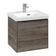 Тумба під раковину Villeroy & Boch Subway 3.0 47,3х42,9 см ДСП/алюміній дуб кам'яний/чорний вулкан C58001RK