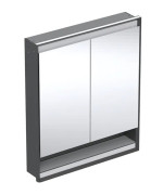 Зеркальный шкафчик Geberit One 75x90x15 см с подсветкой алюминий черный матовый 505.822.00.7