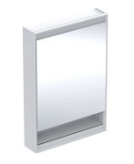 Зеркальный шкафчик Geberit One 60x90x15 см с подсветкой петли справа алюминий белый 505.831.00.2