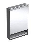 Зеркальный шкафчик Geberit One 60x90x15 см с подсветкой петли справа алюминий черный матовый 505.821.00.7