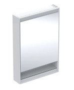 Зеркальный шкафчик Geberit One 60x90x15 см с подсветкой петли справа алюминий белый 505.831.00.2