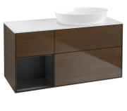 Тумба під раковину Villeroy & Boch Finion 120х50,1 см з підсвічуванням МДФ шпон волоського горіха/скло біле матове FA41PDGN