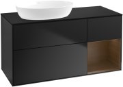 Тумба під раковину Villeroy & Boch Finion 120х50,1 см з підсвічуванням МДФ чорний матовий лак/скло чорне матове FA52GNPD