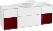 Тумба под раковину Villeroy & Boch Finion 160х50,1 см с подсветкой МДФ глянцевый белый лак/стекло белое матовое FD01HBGF