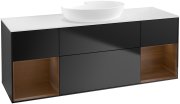 Тумба під раковину Villeroy & Boch Finion 160х50,1 см із підсвічуванням МДФ чорний матовий лак/скло біле матове FD01GNPD