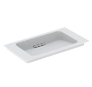 Раковина для ванної Geberit One 75х40 см сантехнічна порцеляна KeraTect білий/накладка глянсовий хром 500.391.01.1