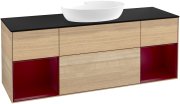 Тумба под раковину Villeroy & Boch Finion 160х50,1 см с подсветкой МДФ шпон дуба/стекло черное матовое FD02HBPC