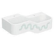 Детская раковина Geberit Bambini 90х39 см с двумя зонами Varicor белый альпийский декор зеленый лес/светло-зеленый 502.974.79.1