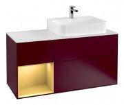 Тумба под раковину Villeroy & Boch Finion 120х50,1 см с подсветкой МДФ пион матовый лак/стекло белое матовое F141HFHB