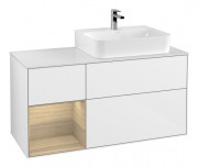 Тумба під раковину Villeroy & Boch Finion 120х50,1 см із підсвічуванням МДФ білий глянцевий лак/скло біле матове F141PCGF