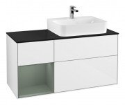 Тумба під раковину Villeroy & Boch Finion 120х50,1 см із підсвічуванням МДФ білий глянцевий лак/скло чорне матове F142GMGF