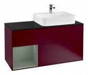 Тумба под раковину Villeroy & Boch Finion 120х50,1 см с подсветкой МДФ пион матовый лак/стекло черное матовое F142GMHB