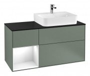 Тумба під раковину Villeroy & Boch Finion 120х50,1 см із підсвічуванням МДФ оливковий матовий лак/скло чорне матове G142GFGM