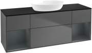 Тумба под раковину Villeroy & Boch Finion 160х50,1 см с подсветкой МДФ антрацит матовый лак/стекло черное матовое GD02HGGK